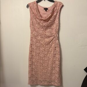 Connected Apparel Blush Lace Midi Dress